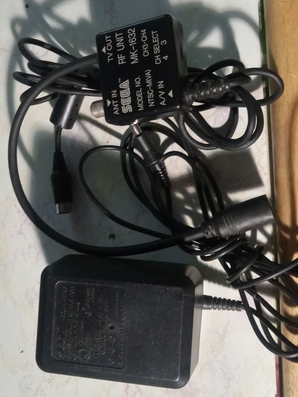 Sega Genesis BUNDLE OEM RF + AC Adapter Cord Model 2 Cables